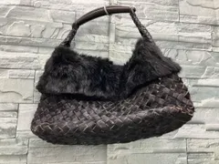 FALORNI イントレチャートバッグ／編み込み／BLK ハンドバッグ