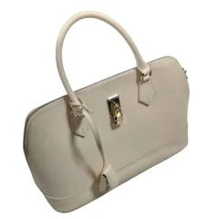 Z1621Samantha thavasa　サマンサタバサ　上品合皮レザー2WAYショルダーバッグ　トートハンドバッグ　クリーム色　レディース