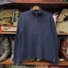 90s ポロ ラルフローレン ハーフ ジップアップ コットン ニット セーター