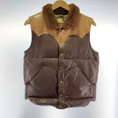【中古】WAREHOUSE レザーダウンベスト サイズM ブラウン[19]のサムネイル