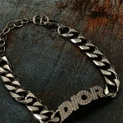 Christian Dior 　ディオール　喜平チェーン　ブレスレット　 メンズ　ライトストーン