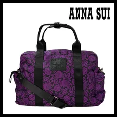 【ANNA SUI】2Way バッグ ナイロン パープル/紫 ブラック/黒 フラワー/花柄 ボストンバッグ ショルダーバッグ アナスイ (MM-661)