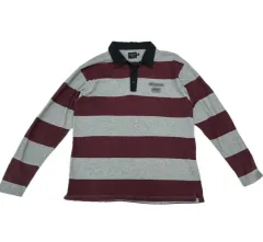 日本ヴィンテージ Nautica ストライプ Y2K レッド グレー オーバーサイズ メンズ 長袖Tシャツ