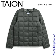 【新品】 タイオン ウィメンズ ベーシック クルーネックボタン インナーダウンジャケット (TAION-W104) (DCHA ダークチャコール XL)