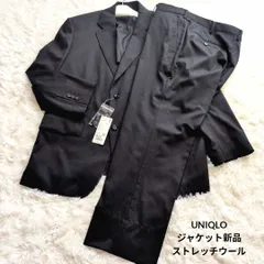【ジャケット新品】UNIQLO プレミアムウール Super110's セットアップ 黒　M〜L相当