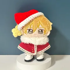 10～12㎝ ぬい服　ニット帽　ポンチョ　いつぬい　赤色　クリスマス3点セット 2色展開  MH13-R