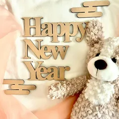 【木製レターバナー】シンプルNewYearウッドレターバナー おうちスタジオ 記念日 年中行事 正月 年越し 年賀状