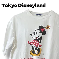 Tokyo Disneyland 長袖Tシャツ カットソー レディースL ホワイト 白 オフホワイト ミニーマウス Minnie Mouse c WALT DISNEY  日本製 コットン100% ディズニー ビンテージ風 希少 美品 0000833OC