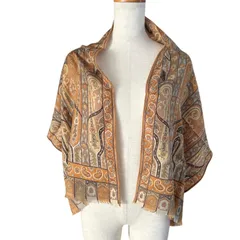 美品 ETRO エトロ 大判ストール スカーフ シルクウール ペイズリー柄  128×42cm