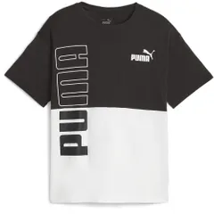 プーマ PUMA PUMA POWER カラーブロック Tシャツ キッズ 半袖 Tシャツ トップス トレーニング クラブ活動 通園 通学 レジャー 普段着 部屋着 ジュニア 子供  678558 01 PUMABLACK