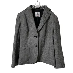 Z1613【美品】OLD ENGLAND オールドイングランド テーラードジャケット 千鳥格子柄 グレー サイズ38