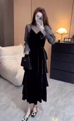 パーティードレス レディース ラメ トップス ベロア セット 花嫁 お呼ばれ 結婚式 二次会 ワンピ 社交 成人式 ワンピース フォーマル カラードレス パーティ vii4w887143