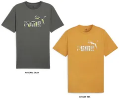 プーマ PUMA エッセンシャル カモ ESS CAMO グラフィック Tシャツ メンズ トップス 半袖Tシャツ ロゴ 迷彩 クルーネック トレーニング 春夏 普段着 部屋着  678370 91 ジンジャー ティー
