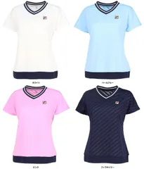 フィラ FILA テニス ゲームシャツ レディース ウィメンズ テニス シャツ Tシャツ ゲームシャツ ゲームウェア 半袖 半そで 部活 テニスウェア メッシュ 通気性   VL2864 20 フィラネイビー