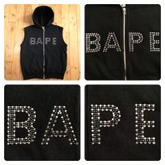 A BATHING APE 初期タグ スワロフスキー ジップパーカー グレー - メルカリ