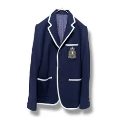 FRED PERRY フレッドペリー パイピングラペル メルトンウール ブレザー F22186 紺ブレ エンブレム付き 段返り3つボタン 総裏地 センターベント メンズ サイズS ネイビー 秋 久喜倉庫店 45 No.K941Yのサムネイル