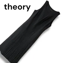 theory セオリー ワンピース ノースリーブ プリーツ 1009-2013 レディース0 S相当 ブラック 黒 上品 きれいめ 通勤 フォーマル 大人 シンプル 美シルエット 人気 美品 0000841OC