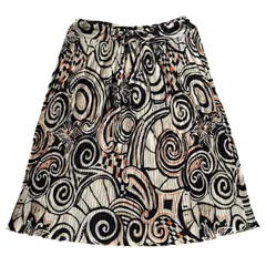 ETRO エトロ 大きいサイズ44 プリーツスカート 総柄 幾何学模様 ストレッチあり 裏地無し