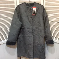 【値下げ】新品☆コストコ REI RISEE レイリーゼ リバーシブル エコ フェイクムートンコート M チャコールグレー ボア ノーカラー