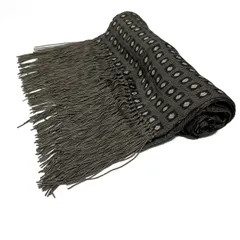 GIORGIOARMANI(ジョルジオアルマーニ) ストール(ショール) - ダークグレー×ダークブラウン×アイボリー タッセル シルク