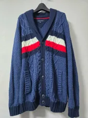 正規品 トミーヒルフィガー ケーブル編み カーディガン L