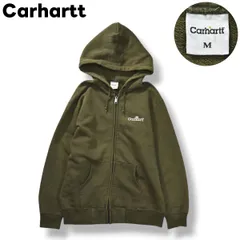 【人気】 カーハート Carhartt ワンポイント ロゴ 刺繍 スウェット ジップ パーカー フーディー トレーナー 裏起毛 M オリーブ ストリート ワーク アメリカン カジュアル ウェア メンズ