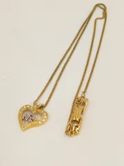 ニナリッチ/NINA RICCI ロゴ＋ハートモチーフ　ゴールドカラーネックレス　ビンテージ　中古美品