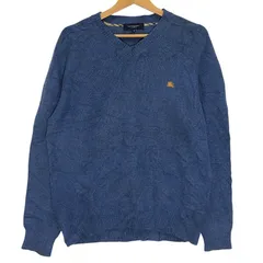 BURBERRY LONDON/バーバリーロンドン Vネック ニット セーター ワンポイント刺繡 メンズ 5サイズ ブルー