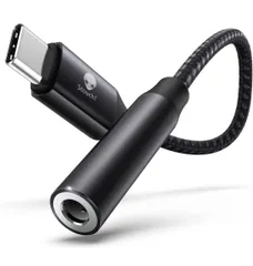 ★Stouchi USB-C to 3.5mm イヤホン変換アダプタ DAC搭載・通話／リモコン操作対応 Type-C イヤホンジャック変換ケーブル 三重ナイロン編み＆高耐久アルミ合金製 iPhone 17/16/15シリーズブラック