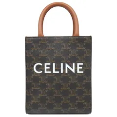 セリーヌ CELINE 2WAYバッグ ミニ バーティカル カバ レザー トリオンフキャンバス タン ゴールド金具 茶 ショルダー  194372BZK 【保存袋】【中古】
