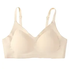 ノンワイヤー レディース ブラジャー シームレス バイカラー 自然な丸胸 さらさら素材 快適 伸縮性 調整ホック ズレにくい ストレスフリー 大きいサイズ as-025