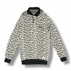 WACKO MARIA LEOPARD KNIT POLO SHIRT レオパードニットポロシャツ セーター 刺繍 ワコマリア グレー M （2973M）