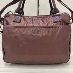 6635　Kipling キプリング　ナイロン　レディース　2way　ショルダーバッグ　ワンショルダー　肩がけ　斜めがけ　クロスボディ　トートバッグ　ハンドバッグ　手持ち　メタリック　ピンクブラウン　くすみピンク系　無地