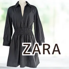 USED ZARA シャツワンピース ダークグレー Sサイズ 長袖 レディース ザラ