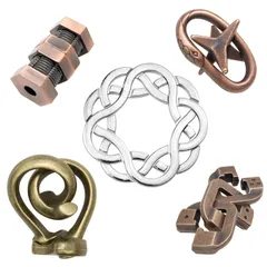 知育 立体パズル 暇つぶしグッズ おもちゃ 謎解き 子供 大人 知恵玩具 リングパズル 古銅の秘密シリーズ 難易度6～3 5点セット 知恵おもちゃ 知恵の輪