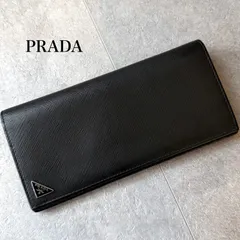 美品 PRADA プラダトライアングルロゴ 長財布 サフィアーノレザー ブラック 三角ロゴプレート 黒 2MV836 ロングウォレット
