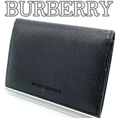 バーバリー 名刺入れ カードケース ブラック 型押しレザー調 PVC メンズ レディース ビジネス 通勤 通学 シンプル 高見え 薄型 コンパクト  収納力 定期入れ パスケース ブランド小物 ギフト BURBERRY
