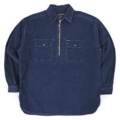 ストラクチャー STRUCTURE 00s 2000年代 ハーフジップ コーデュロイワークシャツ プルオーバー 珍品 USA ヴィンテージ アメリカ 古着 メンズ シャツ ネイビー / 紺 M【中古】