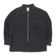 オールドネイビー OLD NAVY 00s 2000年代 フルジップ 太畝コーデュロイシャツ ボックス 無地 珍品 GAP USA ヴィンテージ アメリカ 古着 メンズ ブラック 黒 M【中古】