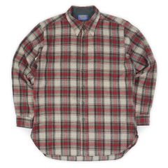ペンドルトン PENDLETON 70s 70年代 レギュラーカラー ウールシャツ MADE IN USA アメリカ製 旧タグ 定番 ヴィンテージ 古着 メンズ シャツ グレー系 チェック柄 L【中古】