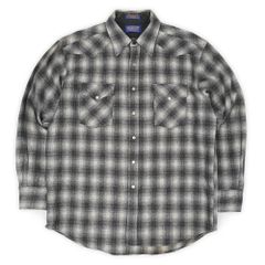ペンドルトン PENDLETON 00s 2000年代 ウールウエスタンシャツ シャドー USA FABRIC ヴィンテージ アメリカ 古着 メンズ シャツ 黒系 オンブレチェック柄 L【中古】