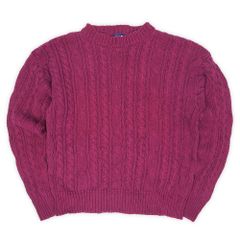 オールドギャップ OLD GAP 90s 90年代 ケーブル編み コットンニット 旧タグ 紺タグ USA ヴィンテージ アメリカ 古着 メンズ ニット セーター ピンク ラズベリー S【中古】