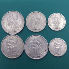 フランス海外領土ニューカレドニア 5フラン×3点(1952年) ・2フラン×1点