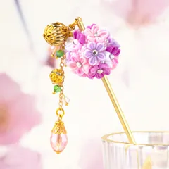 ❁パステル紫ブーケかんざし・大人かわいいつまみ細工アクセサリー❁ミニボールブーケ・簪・和装髪飾り・和玉かんざし・ボールブーケ・簪・卒業式・入学式・成人式・七五三・着物・和装・浴衣髪飾り・ハンドメイド・ヘアアクセサリー・記念日・行事