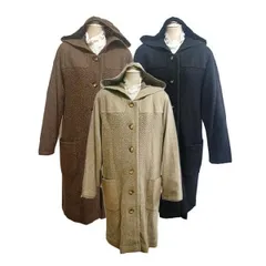 新品　out88 ロングコート 定価4.9万円　ウール　フード付き　秋冬　黒　茶　ベージュ　9号　M　美ライン　SANYO　ソレイユ　レディース