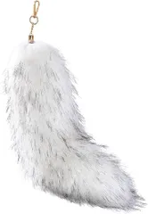 MARUHADO 動物のふわふわ尻尾 ギャル しっぽ キーホルダー ファー コスプレ 狐 お尻 チャーム フォックステール (ホワイト,  長さ約41cm 直径約13cm)
