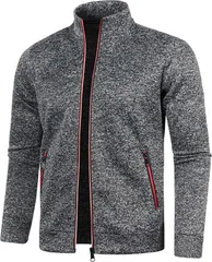 aspersio アスペルシオ フルジップ フリース ジャンパー フードなし 長袖 ストリート オシャレ アウター メンズ 立て襟 フリースジャケット 軽量 ジップアップ 裏フリース 通勤 通学 登山 ハイネック (シェードグレー,  3XL)