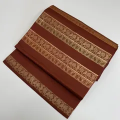 名古屋帯 横断 花唐草 金彩 織り出し 九寸 正絹 着物 MA-1540