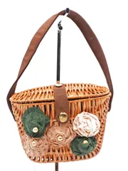 LA BAGAGERIE ラ バガジェリー フラワーモチーフ カゴ バッグ 茶 ■◆ レディース