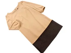 UNTITLED アンタイトル ウール混 切替 Iライン ワンピース size2/ベージュｘ茶 ◇■ レディース